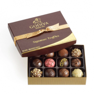 Signature Chocolate Truffles Gift Box, Classic Gold Ribbon, 12 pc.