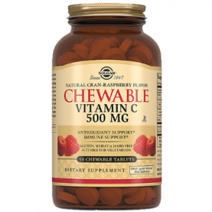 СОЛГАР Витамин С 500 с Малиновым вкусом таб, №90 (БАД)