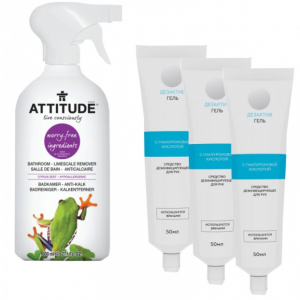 Дезснаб Дезинфицирующий гель для рук Дезактив-гель с очистителем для ванных комнат Attitude