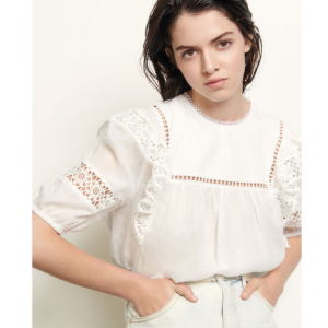 Sandro Paris Top with braid trim and inserts