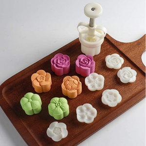 Mid-Autumn Festival Hand-Pressure Moon Cake Mould With 12 Pcs Mode Pattern  For 4 Sets