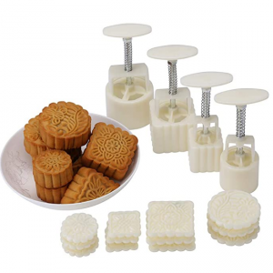 General 中秋节手压月饼模具,带有12个模式图案,可用于4套