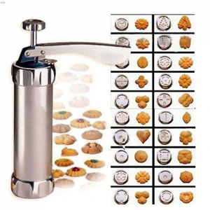 moonmoonlala 饼干压制机套件,用于DIY饼干制造商和装饰,带有20个不锈钢Cookie盘和4个喷嘴