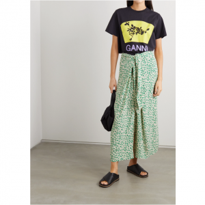 GANNI Tie-front 印花半裙