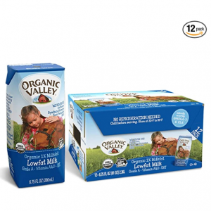 Organic Valley, Milk Boxes, Shelf Stable 1% Milk, Healthy Snacks, 6.75oz (Pack of 12) @ Amazon