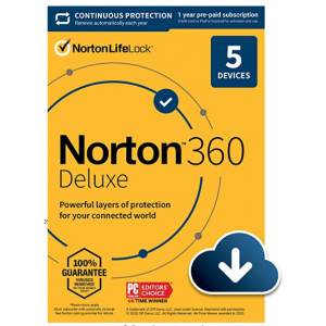4折，Norton 360 Deluxe 进阶版软件 最多可保护5 台PC、Mac、智能手机或平板电脑