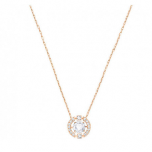 Swarovski Sparkling Dance Round Necklace, White, Rose Gold Plating