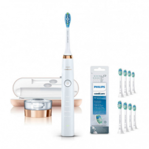 HX9391/92 DiamondClean Toothbrush in Rose Gold + HX9028/12 8 Pk White Replacement Brush Heads