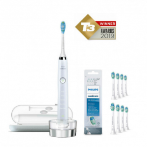 HX9331/32 DiamondClean Toothbrush in White + HX9028/12 8 Pk White Replacement Brush Heads