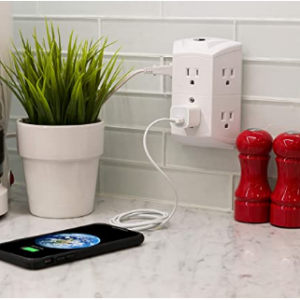 GE 56575 6孔墙插，插孔增加不拥挤 @ Amazon