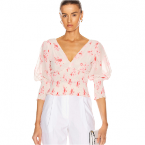 SELF-PORTRAIT Floral Print Puff Sleeve Top