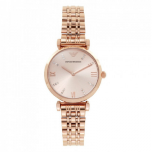 Emporio Armani Ladies Rose Gold T-Bar Watch AR11059