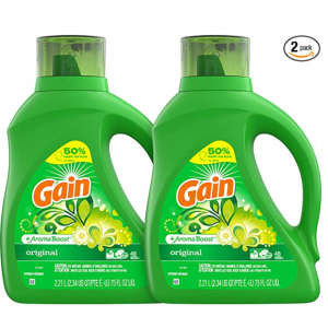 Gain Laundry Detergent Liquid Plus Aroma Boost, Original Scent, HE Compatible, 75 oz, Pack of 2