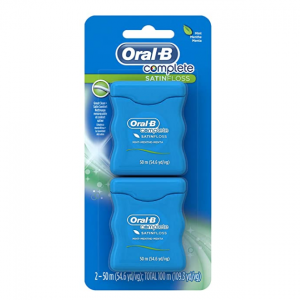 Oral-B Complete SatinFloss Dental Floss, Mint, 50 M (54.6 yd), Pack of 2 @ Amazon