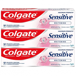 Colgate Whitening Toothpaste for Sensitive Teeth, 6 Oz, Pack of 3 @ Amazon