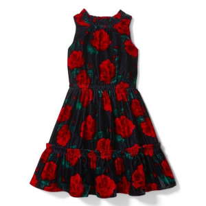 女童玫瑰天鹅绒连衣裙