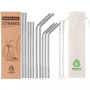 VEHHE 不锈钢吸管套装 带清洁刷 @ Amazon
