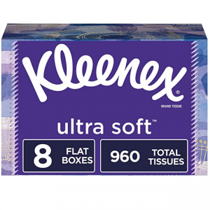Kleenex Ultra Soft Facial Tissues, 8 Flat Boxes, 120 Tissues per Box (960 Tissues Total) @ Amazon