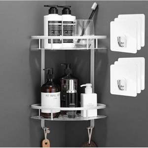 Flowmist 双层转角浴室置物架 @ Amazon