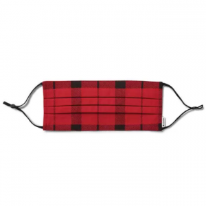 成人红色格子纯棉口罩 带拉头