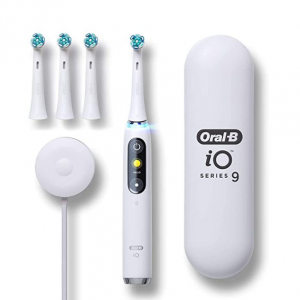 Oral-B iO Series 9 Electric Toothbrush With 4 Brush Heads, White Alabaster