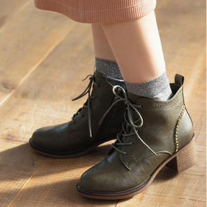 LSMR レスモア レディース 太ヒールレースアップブーツ 420703 カーキ
