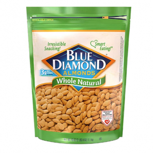 Blue Diamond Almonds Whole Natural Raw Snack Nuts, 40 Oz Resealable Bag (Pack of 1) @ Amazon