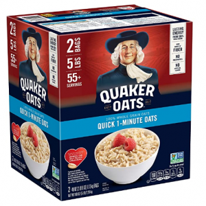 Quaker Quick 1-Minute Oatmeal, Non GMO Project Verified, Two 40oz Bags, 55 Servings @ Amazon