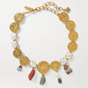 OSCAR DE LA RENTA Gold-tone, quartz and pearl necklace £465 shipped @ Net-A-Porter
