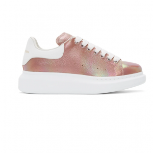 49% Off Alexander Mcqueen Rose Gold & White Oversized Sneakers @ SSENSE