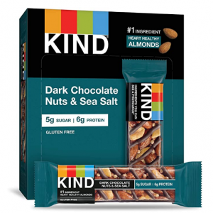 KIND Bars, Dark Chocolate Nuts & Sea Salt, Gluten Free, Low Sugar, 1.4oz, 12 Count @ Amazon