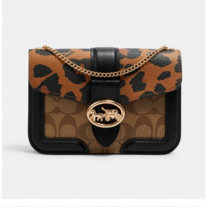 60% Off Georgie Crossbody In Signature Canvas With Leopard Print @ Coach Outlet