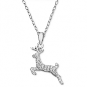 Macy's Cubic Zirconia 18" Holiday Pendant Necklace in Sterling Silver in Ornament Box $14.97