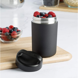 Goodful Vacuum Sealed Insulated Food Jar with Handle Lid, 16 Ounce, Gray
