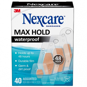 Nexcare Max Hold Waterproof Bandages, Clear, 40 ct Assorted, Transparent @ Amazon