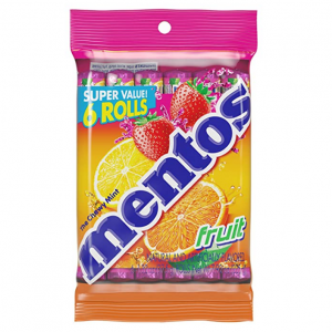 Mentos Chewy Mint Candy Roll, Fruit, Non Melting (Pack of 6) @ Amazon