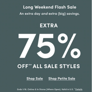 Extra 75% off All Sale Styles @ Ann Taylor