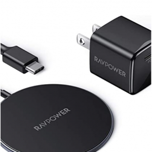 Amazon - RAVPower MagSafe 磁吸無線充電器 + 20W USB-C PD 充電頭，直降$15