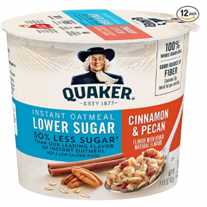 Quaker 低糖版速食燕麥早餐杯 肉桂山核桃味 1.41oz 12杯 @ Amazon