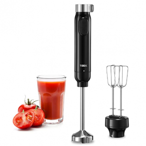 TIBEK Multi-Speed Adjustable Stick Handheld Blender with 304 Stainless Steel Blade and 2 Beaters