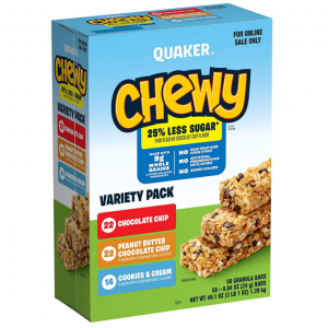 限时优惠：Quaker Chewy 低糖燕麦棒 3种口味58条装 @ Amazon