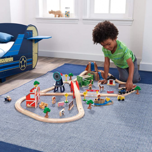 KidKraft Wooden Rural Farm Train Set with 75 Pieces, Children's Toy Vehicle Playset @ Amazon