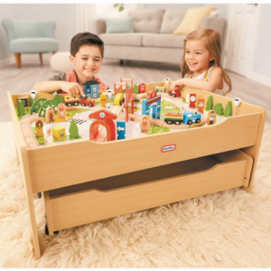 Little Tikes Real Wooden Train Table Set for Kids,80 Pieces @ Walmart 