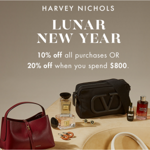 Lunar New Year - 10% off All Purchases or 20% off $800+ Fashion Styles @ Harvey Nichols US