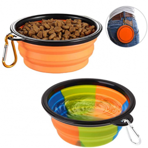 lesotc Collapsible Dog Bowl, Foldable Expandable Cup Dish, 2 Pack @ Amazon