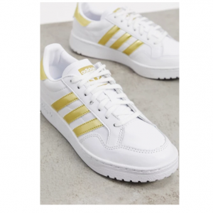 56% Off Adidas Originals Team Court Sneakers In White And Gold @ ASOS US 