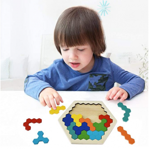 CHAFIN Kids Wooden Puzzles Hexagon Shape Pattern Block @ Amazon
