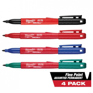 INKZALL Multi-Colored Fine Point Jobsite Permanent Markers (4-Pack) by Milwaukee @ Home Depot