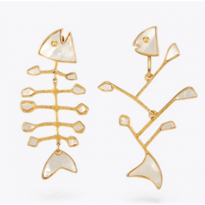 Small Inlay Fish Mismatched Earring