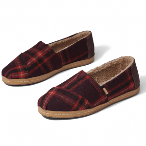 WOMEN Red Plaid Leather Wrap Alpargata